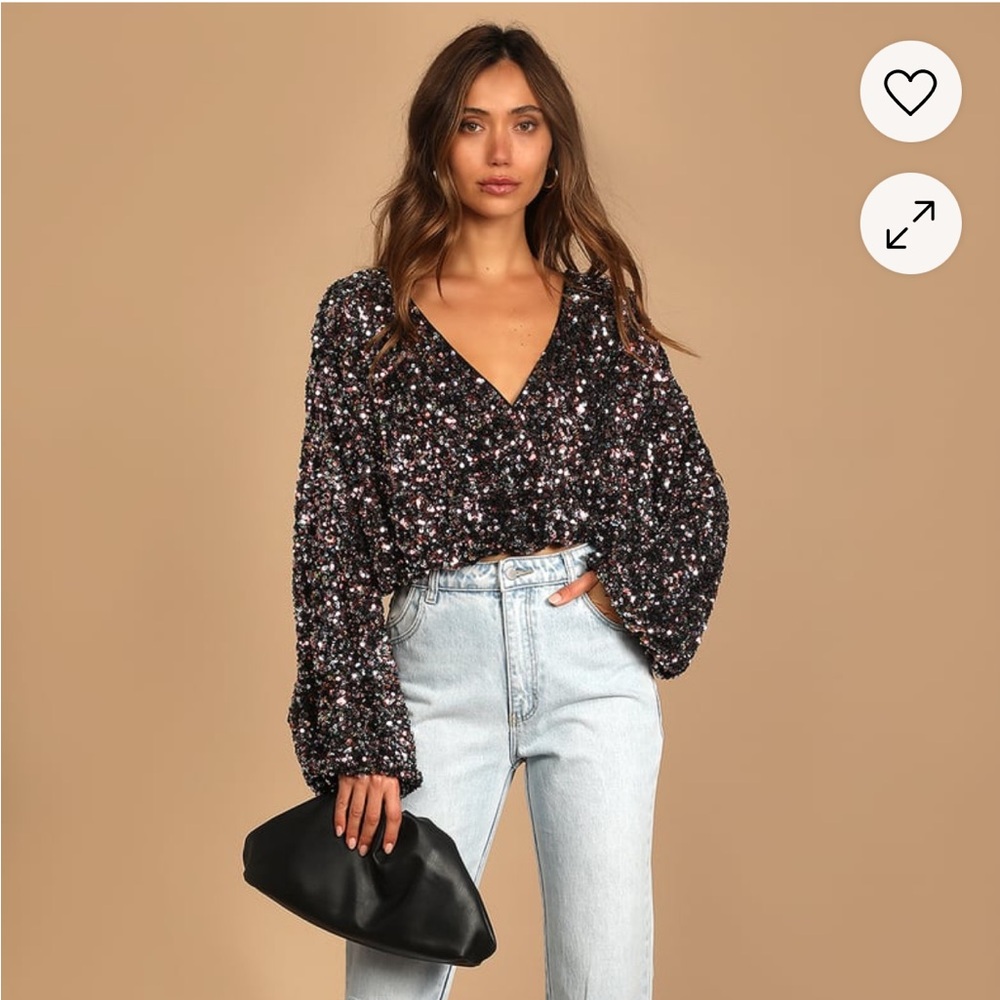 Lulu's Black and Pink Crop Blouse with Notched Collar